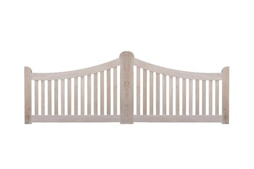 Dubbele toegangspoort eiken IP04 (incl. hang- en sluitwerk), Tuin en Terras, Schuttingen, Minder dan 3 meter, Nieuw, IJzer, 1 tot 2 meter