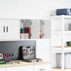 vidaXL Garagewandkasten 2 st spaanplaat wit, Huis en Inrichting, Kasten | Stellingkasten, Verzenden, Nieuw