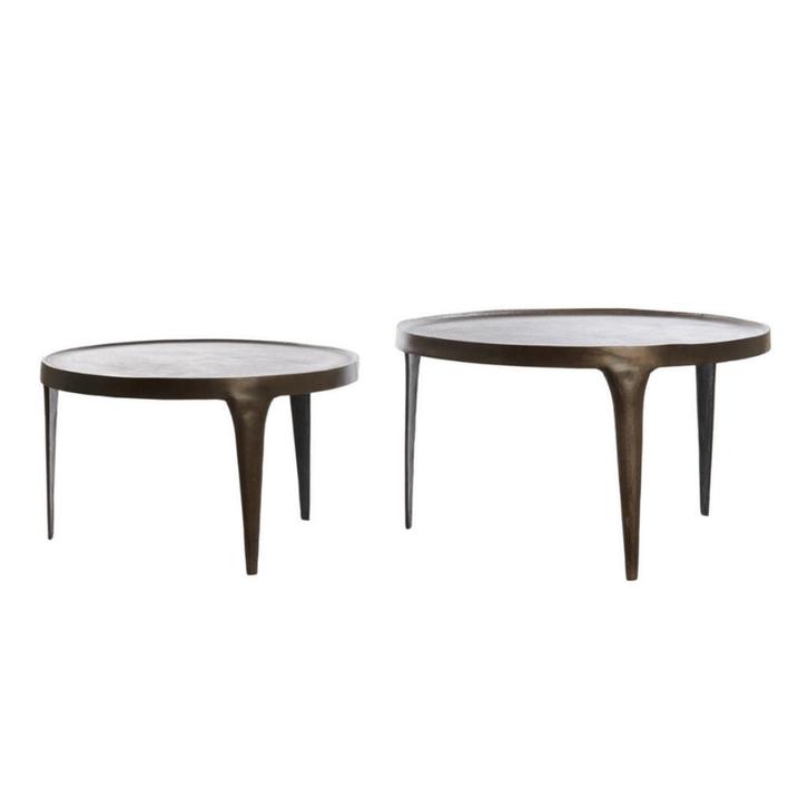 Tobias salontafel set van 2 Ø64x39+Ø75x44 cm - donkerbruin, Huis en Inrichting, Stoelen, Nieuw, Ophalen of Verzenden