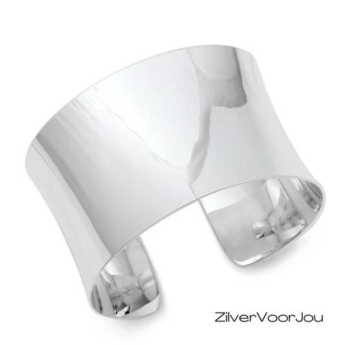 Zilveren 4 cm brede hoogglans klemarmband, Sieraden, Tassen en Uiterlijk, Armbanden, Nieuw, Verzenden