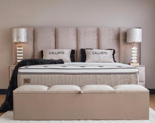 Opberg Boxspring Calisto Beige - 160x200 cm, Huis en Inrichting, Slaapkamer | Boxsprings, Beige, Nieuw, Verzenden