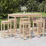 vidaXL 7-delige Tuinbarset massief grenenhout, Tuin en Terras, Verzenden, Nieuw, 7 zitplaatsen