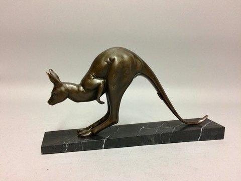sculptuur, Springende Kangaroe - 17 cm - Brons, Antiek en Kunst, Curiosa en Brocante
