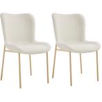 Gestoffeerde stoel Tessa - Bouclé wit/goud, Set van 2, Huis en Inrichting, Stoelen, Verzenden, Nieuw