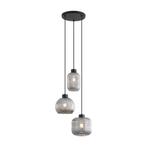 Design hanglamp zwart met smoke glas 3-lichts - Ana, Verzenden, Nieuw, Design