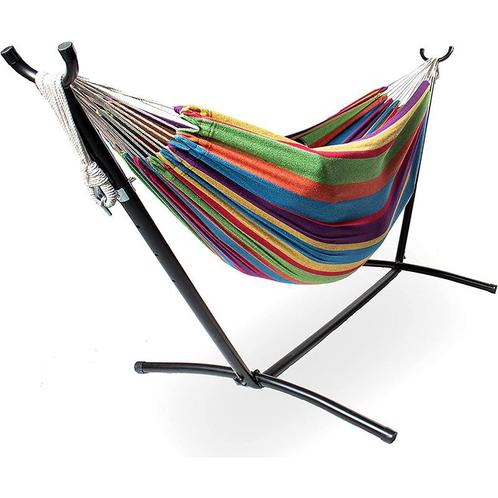 Hangmatstandaard met hangmat - metaal met katoen - 290 cm, Tuin en Terras, Tuinsets en Loungesets, Verzenden