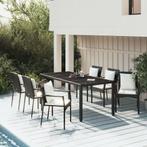 vidaXL 7-delige Tuinset met kussens poly rattan zwart, Tuin en Terras, Tuinsets en Loungesets, 6 zitplaatsen, Nieuw, Tuinset, Verzenden