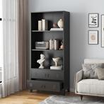 [en.casa] Boekenkast Hammarland 180x80x40 cm zwart, Huis en Inrichting, Verzenden, Nieuw