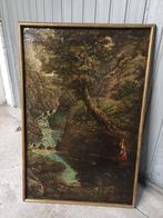Seguace di Gustave Courbet (XIX) - Torrente con viandanti