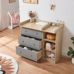 Luiercommode Beldinupp eikenkleurig en grijs [en.casa], Huis en Inrichting, Kasten | Dressoirs, Verzenden, Nieuw