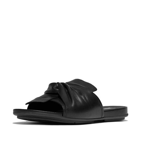 -0% FitFlop  FitFlop Gracie soft-twist leather slides  maat, Kleding | Dames, Schoenen, Zwart, Nieuw, Verzenden