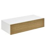 [en.casa] Wandplank met lade 50x24x12cm - wit en houtlook, Huis en Inrichting, Nieuw, Verzenden