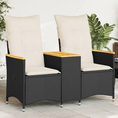 vidaXL Tuinbank 2-zits verstelbaar met tafel poly rattan, Tuin en Terras, Tuinsets en Loungesets, Nieuw, Rotan, Verzenden