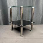 Bijzettafel - Tijdloos - Glas, Metaal, Rookglas.
