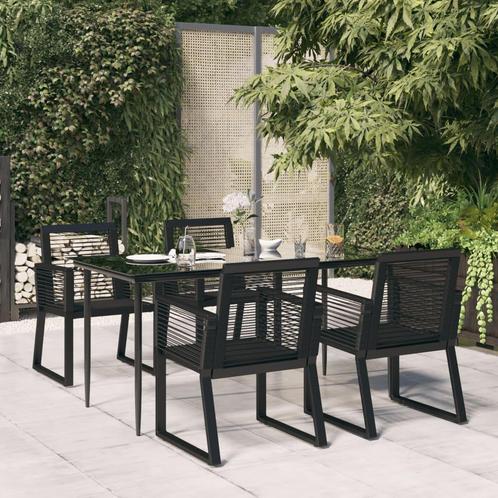 vidaXL 5-delige Tuinset PVC-rattan zwart, Tuin en Terras, Tuinsets en Loungesets, Tuinset, Nieuw, 4 zitplaatsen, Rvs, Verzenden