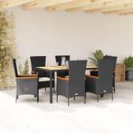 vidaXL 7-delige Tuinset met kussens poly rattan zwart, Tuin en Terras, Tuinsets en Loungesets, 6 zitplaatsen, Nieuw, Tuinset, Verzenden