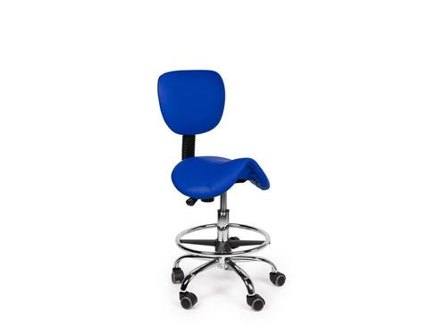 Zadelkruk Rugleuning Blauw - Laag + Voetsteun, Huis en Inrichting, Krukjes