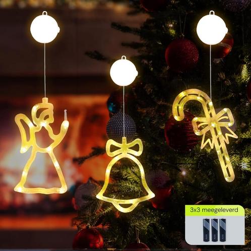 Kerstverlichting Raam Zuurstok + Kerstbel + Kerstengel -, Diversen, Kerst, Nieuw, Verzenden
