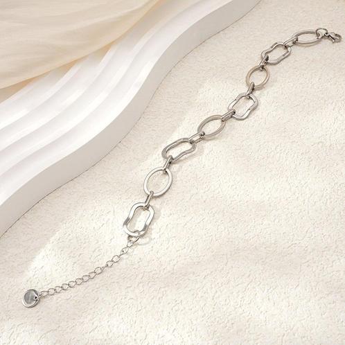 Titanium stalen zilveren kleur dames ketting armband, Sieraden, Tassen en Uiterlijk, Armbanden, Verzenden