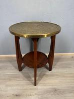 Amsterdamse School rokerstafel met decoratief koperen blad -