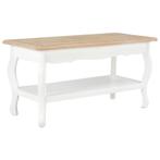 vidaXL Salontafel 87,5x42x44 cm massief grenenhout wit en, Huis en Inrichting, Tafels | Salontafels, Minder dan 50 cm, 50 tot 100 cm