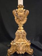 Kaarsenhouder (2) - Walnoot - Bladgoud Brons XVIII, Antiek en Kunst