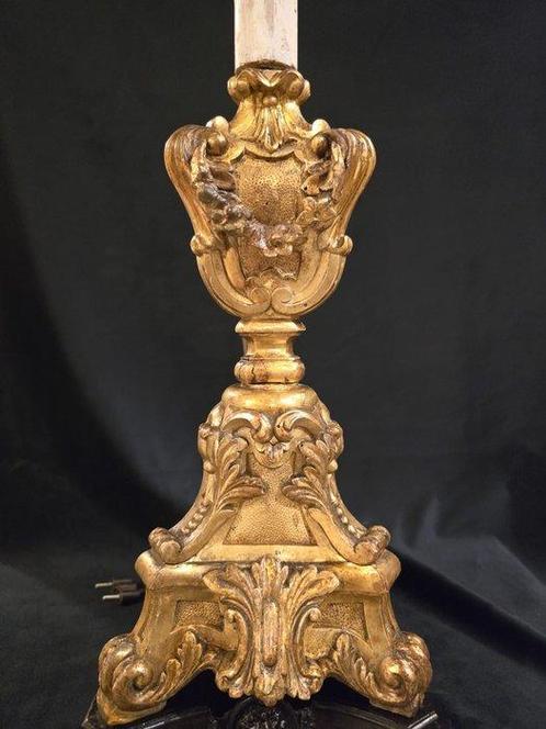 Kaarsenhouder (2) - Walnoot - Bladgoud Brons XVIII, Antiek en Kunst, Antiek | Overige Antiek