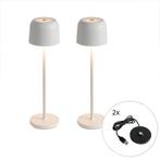 Set van 2 tafellampen mushroom off white incl. laadstation -, Huis en Inrichting, Nieuw, Modern, Minder dan 50 cm