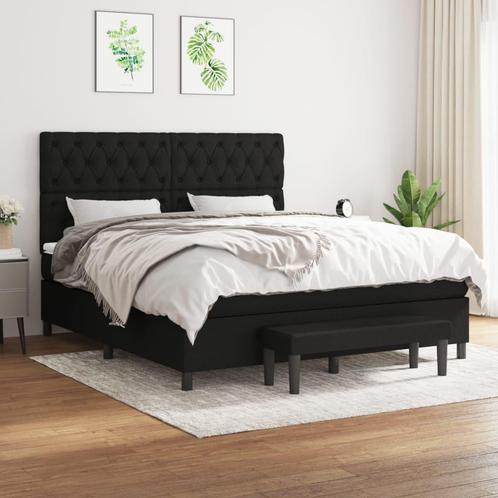 vidaXL Boxspring met matras stof zwart 160x200 cm, Huis en Inrichting, Slaapkamer | Bedden, 160 cm, 200 cm, Zwart, Tweepersoons
