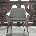 50% korting | Fameg grijze fauteuil | Loungestoel |, Huis en Inrichting, Fauteuils, Nieuw, Minder dan 75 cm, Landelijk, Hout
