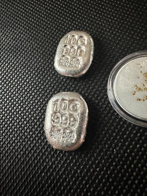 Verenigde Staten. 2 x10 g plata 999+ 40 pepitas oro Alaska,, Postzegels en Munten, Munten | Europa | Niet-Euromunten