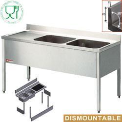 RVS Spoeltafel met 2 Bakken Rechts | 160x70x88cm, Zakelijke goederen, Horeca | Meubilair en Inrichting, Verzenden