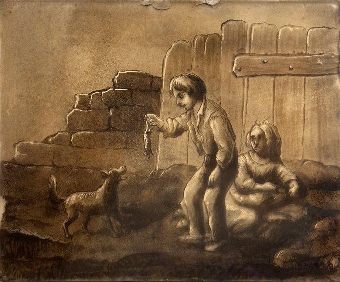 Franse school (XVIII) - L’innocenza del cortile, Antiek en Kunst, Kunst | Schilderijen | Klassiek