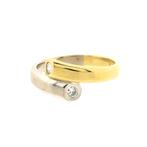 Bicolor gouden ring met diamant 0,20 ct. | Toi et moi, 18 tot 19, Gebruikt, Overige kleuren, Ophalen of Verzenden