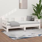 vidaXL Slaapbank uitschuifbaar massief grenenhout wit, 90 cm, Eenpersoons, Verzenden, Wit