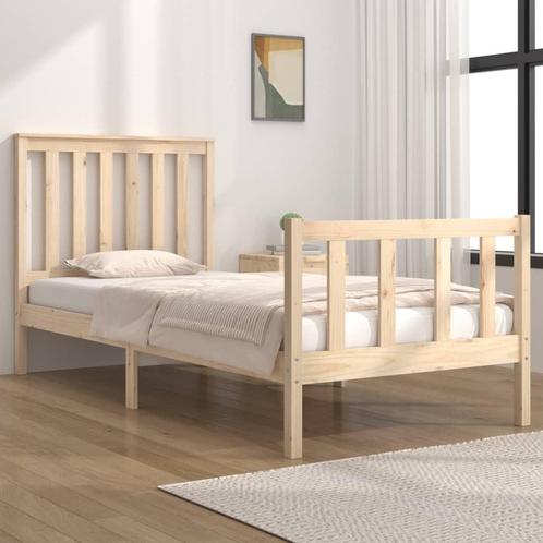 vidaXL Bedframe massief grenenhout zwart 75x190 cm, Huis en Inrichting, Slaapkamer | Bedden, Bruin, Nieuw, Hout, Eenpersoons, Verzenden