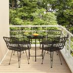 vidaXL 5-delige Tuinset poly rattan zwart, Tuin en Terras, Tuinsets en Loungesets, 5 zitplaatsen, Nieuw, Tuinset, Verzenden