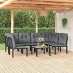 vidaXL 7-delige Loungeset poly rattan zwart en grijs, Verzenden, Nieuw, Rvs, Loungeset