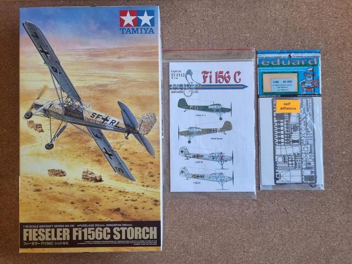 Tamiya 61100 Fieseler Fi 156C Storch 1:48 + 2 opties, Hobby en Vrije tijd, Modelbouw | Vliegtuigen en Helikopters, Verzenden