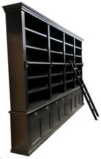 Boekenkast XXXL zwart - zwart met trap Reeuwijk 400 x 260cm, Huis en Inrichting, Kasten | Boekenkasten, Ophalen of Verzenden, Nieuw