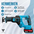 Vesto® Accu Reciprozaag – 21V Li-Ion – Incl. 2 Accu’s, Zaagb, Doe-het-zelf en Verbouw, Gereedschap | Handgereedschap, Verzenden