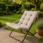Loungestoel met kussen - taupe - 84 x 63 x 88 cm, Verzenden, Nieuw
