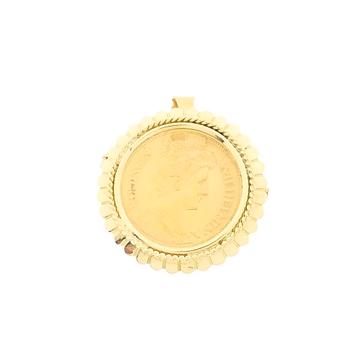 Gouden broche/hanger van een gouden vijfje; Koningin Wilh... beschikbaar voor biedingen