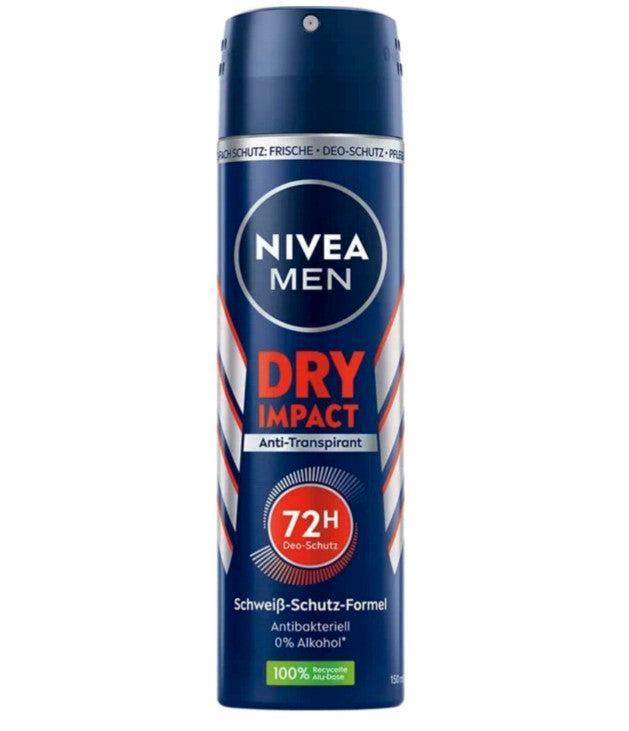 Nivea Men Deodorant Spray Dry Impact 150 ml, Sieraden, Tassen en Uiterlijk, Uiterlijk | Lichaamsverzorging, Nieuw, Verzenden