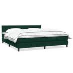 vidaXL Boxspring met matras fluweel donkergroen 180x220 cm, Verzenden, Nieuw, Groen, Stof