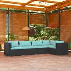 vidaXL 5-delige Loungeset met kussens poly rattan zwart, Tuin en Terras, Verzenden, Nieuw, Rotan, Loungeset
