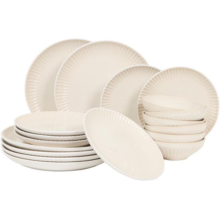 Bordenset Shiny - beige - 18-delig | 6-persoons, Huis en Inrichting, Keuken | Servies, Nieuw, Verzenden