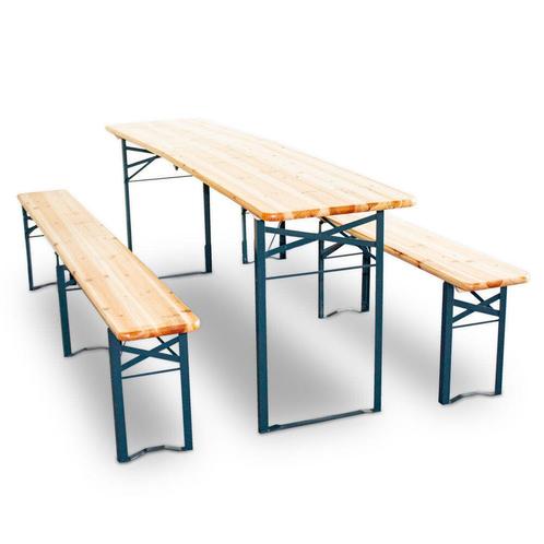 Inklapbare houten bierbank / biertafel - 220 cm - Incl. 2 ba, Tuin en Terras, Tuinbanken, Nieuw, Verzenden