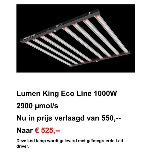 Kweeklamp Ledlamp Lumen King Eco Line 1000W, 720W en 400W, Tuin en Terras, Kweekspullen, Kweeklamp, Nieuw, Ophalen