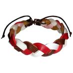 Fako Bijoux® - Armband - Leder - Gevlochten - Bruin/Rood/Wit, Verzenden, Nieuw